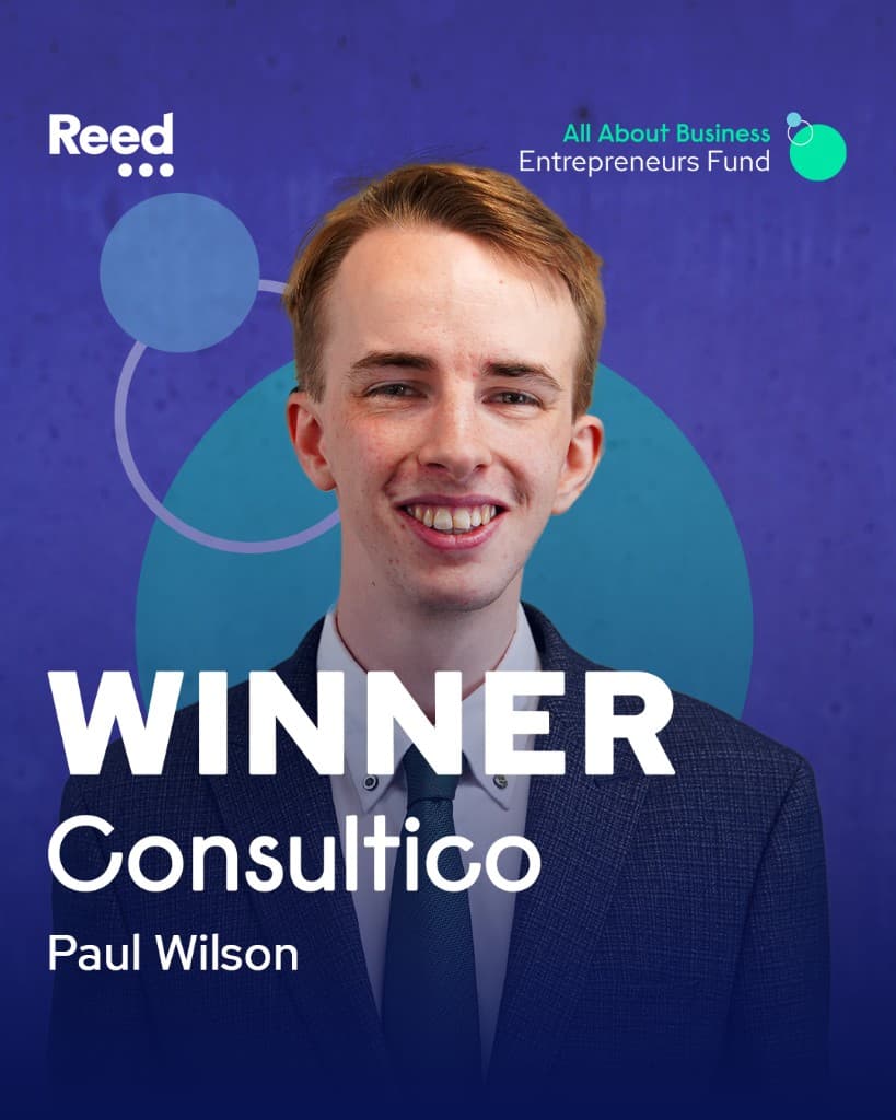 Official Reed All About Business Entrepreneurs Fund winner graphic for Consultico and Paul Wilson.